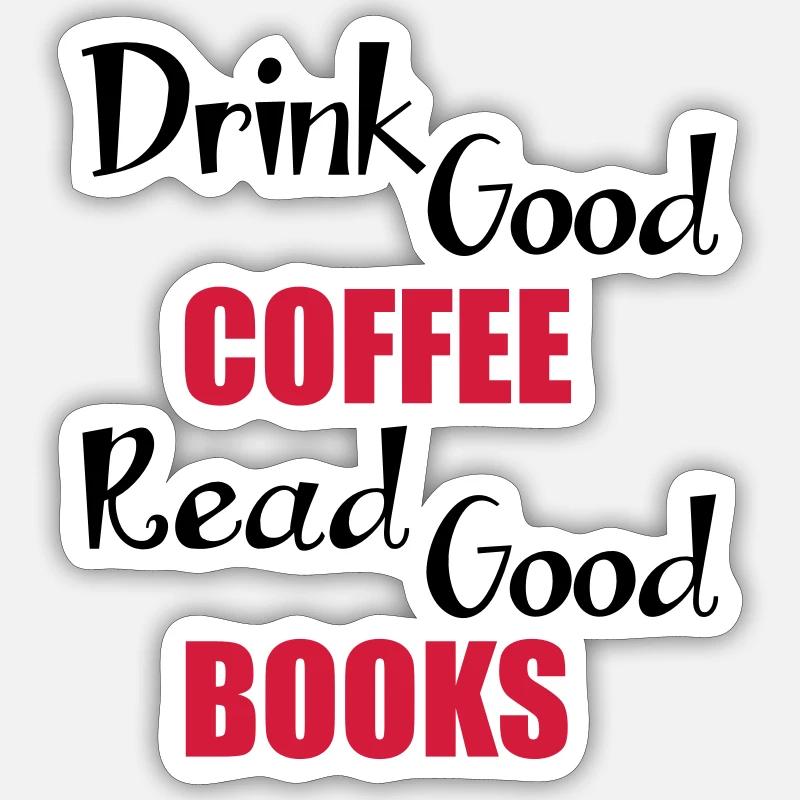 Coffee & Books - Sticker size S (10 x 10 cm) - white matte