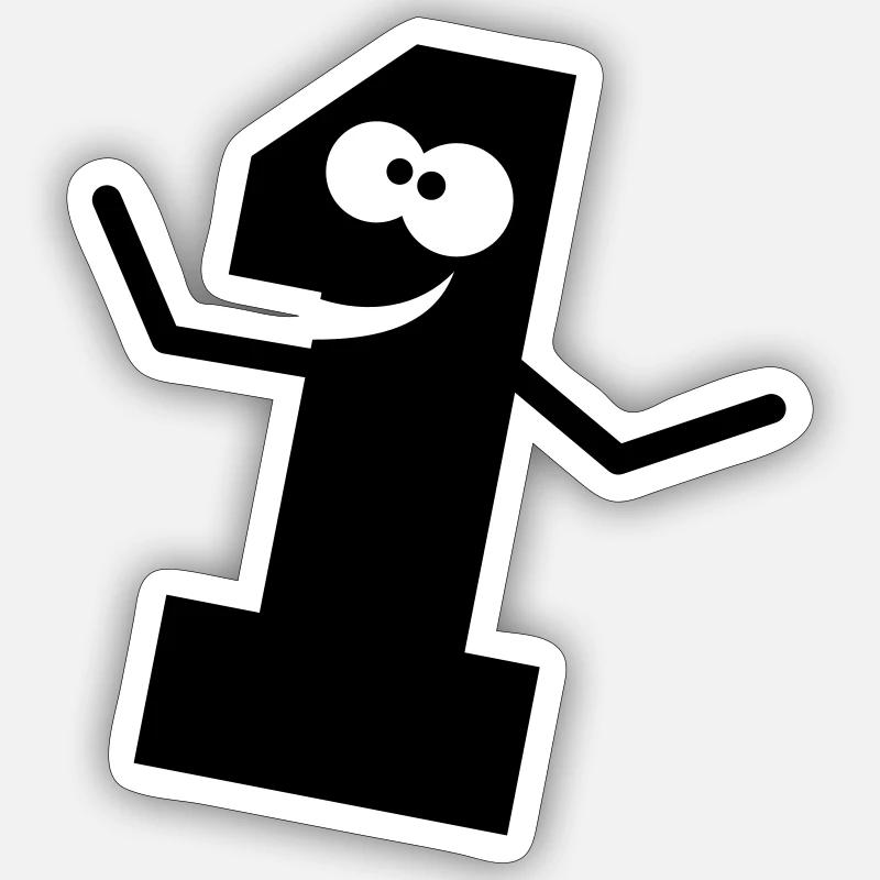 Funny comic 1 one - Sticker size S (10 x 10 cm) - white matte