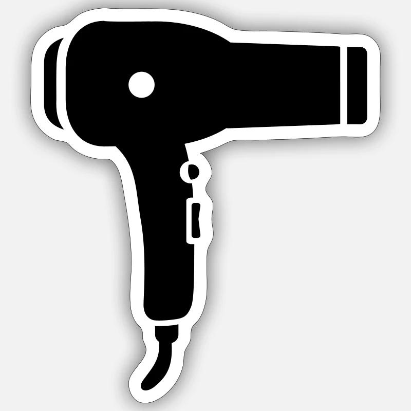 Sèche-cheveux - Sticker taille S (10 x 10 cm) - blanc mat