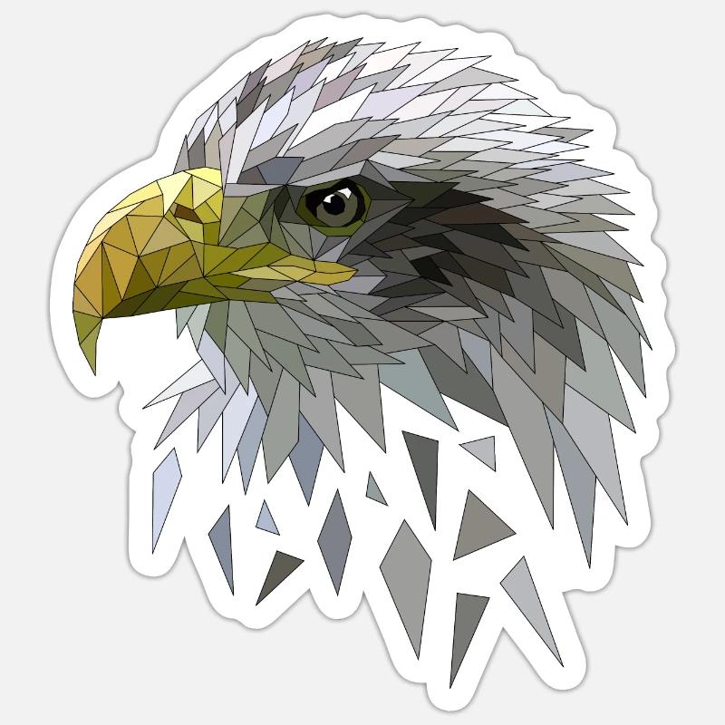 Seeadler Adler Low poly Polygone geometrisch - Sticker Größe S (10 x 10 cm) - Mattweiß