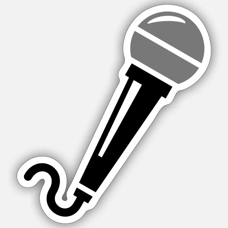 Mikrofon - Sticker Größe S (10 x 10 cm) - Mattweiß