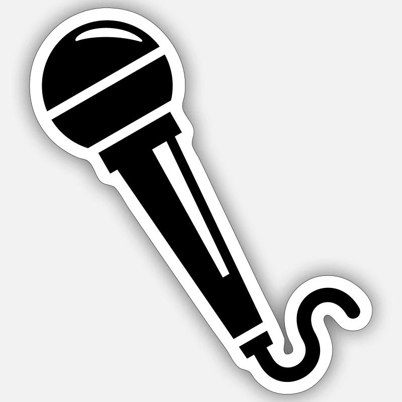 Microphone - Sticker taille S (10 x 10 cm) - blanc mat