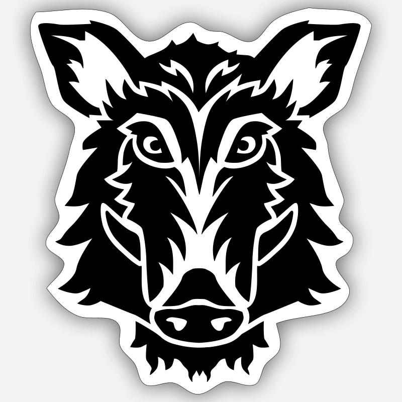 Cochon sauvage - Sticker taille S (10 x 10 cm) - blanc mat