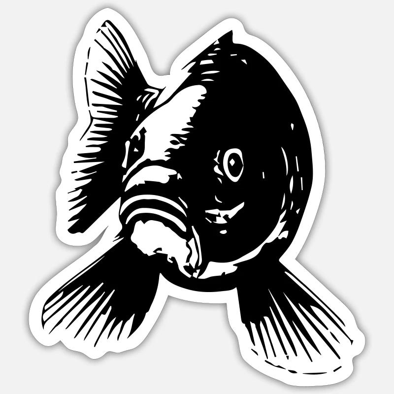 Black Front Carp T-Shirt. Sticker size S (10 x 10 cm)