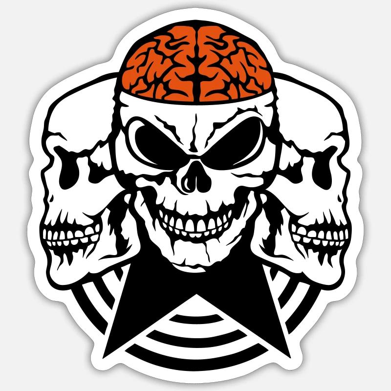 skull face profile brain brain - Sticker size S (10 x 10 cm) - white matte