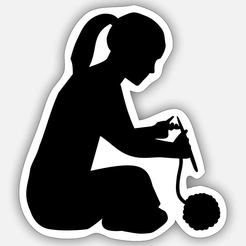 Knitting - Sticker size S (10 x 10 cm) - white matte