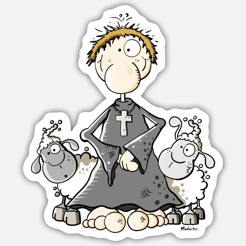 Pastore con le pecore - Pecora - Sticker formato S (10 x 10 cm) - bianco opaco