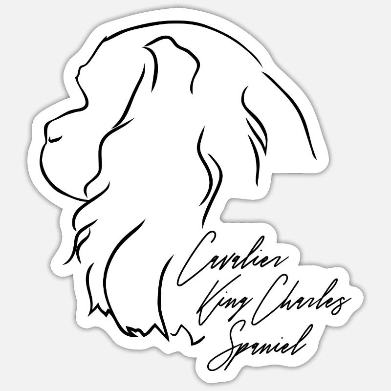 CAVALIER KING CHARLES SPANIEL Wilsigns Profil Hund - Sticker Größe S (10 x 10 cm) - Mattweiß