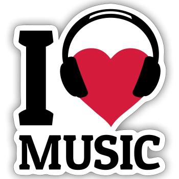 I love Music - Sticker Größe S (10 x 10 cm) - Mattweiß - Vorne