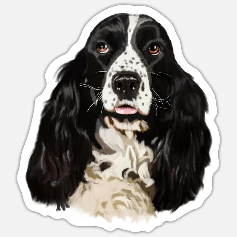 cocker spaniel - Sticker taille S (10 x 10 cm) - blanc mat