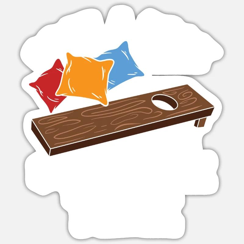 Cornhole / Sackloch Spiel - It's Cornhole Time - Sticker Größe S (10 x 10 cm) - Mattweiß