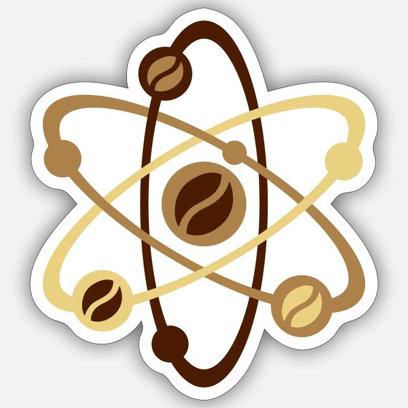 Café (modèle atomique) Sticker taille S (10 x 10 cm)