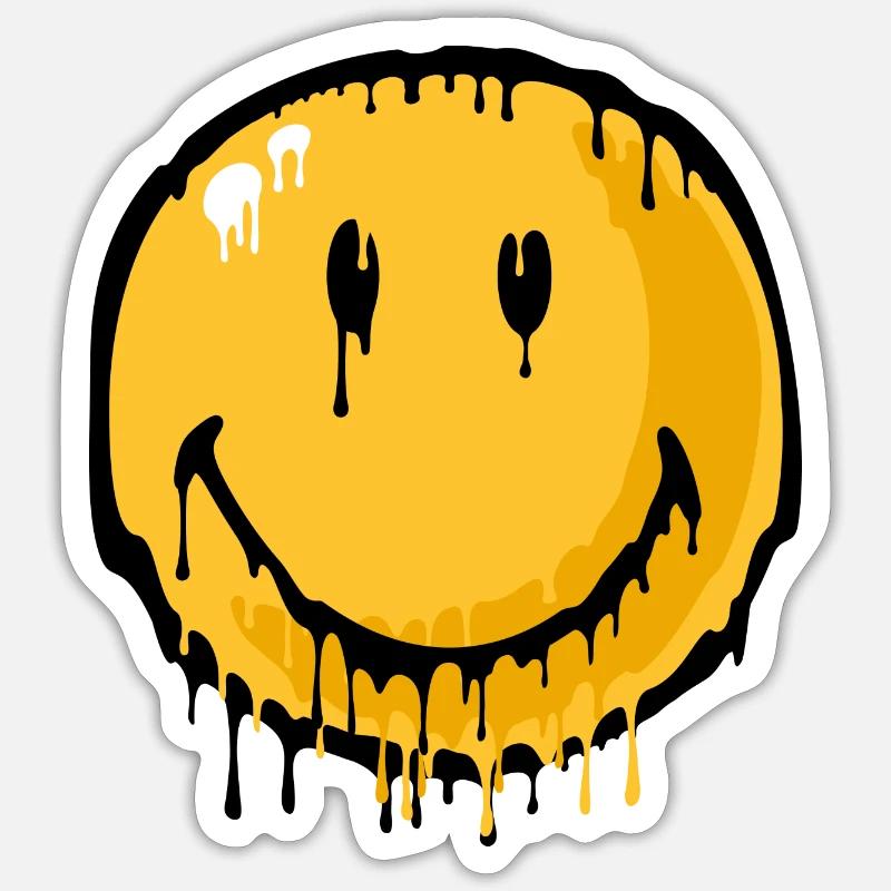 Smiley drip - Sticker størrelse S (10 x 10 cm) - mat hvid