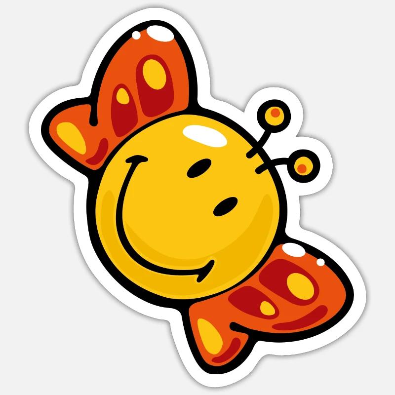 Smiley Butterfly - Sticker taille S (10 x 10 cm) - blanc mat