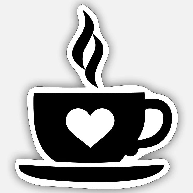 Kaffee - Sticker Größe S (10 x 10 cm) - Mattweiß