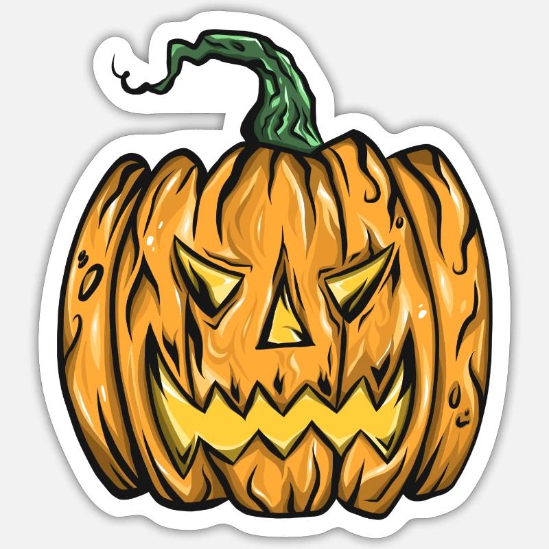 scary pumpkin drawing - Sticker size S (10 x 10 cm) - white matte