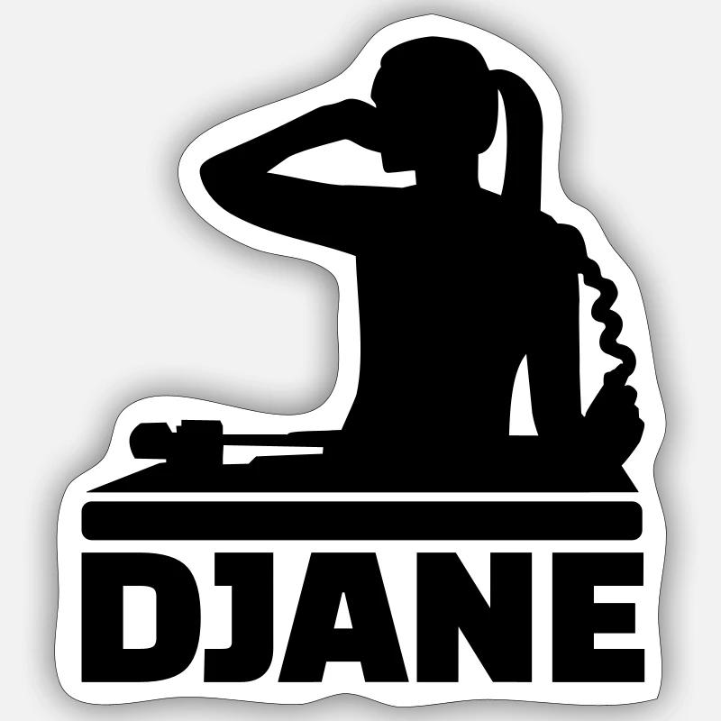 Djane - Sticker size S (10 x 10 cm) - white matte