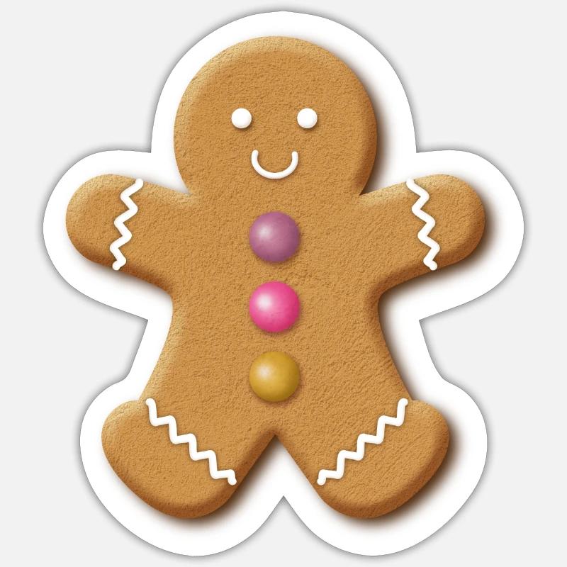 Herr Lebkuchen - Sticker Größe S (10 x 10 cm) - Mattweiß