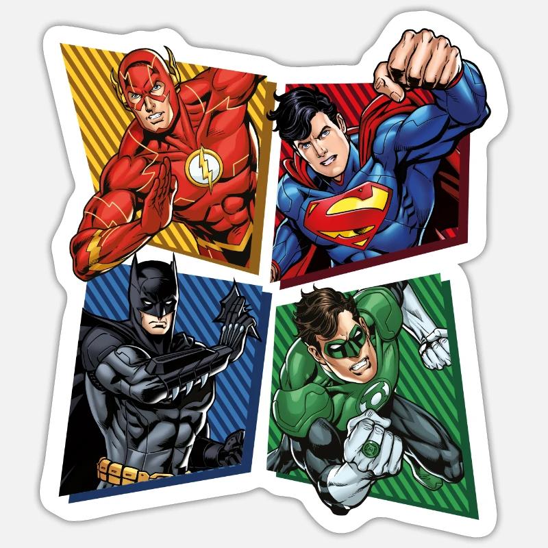 DC Comics Justice League Superheroes Group - Sticker størrelse S (10 x 10 cm) - mat hvid