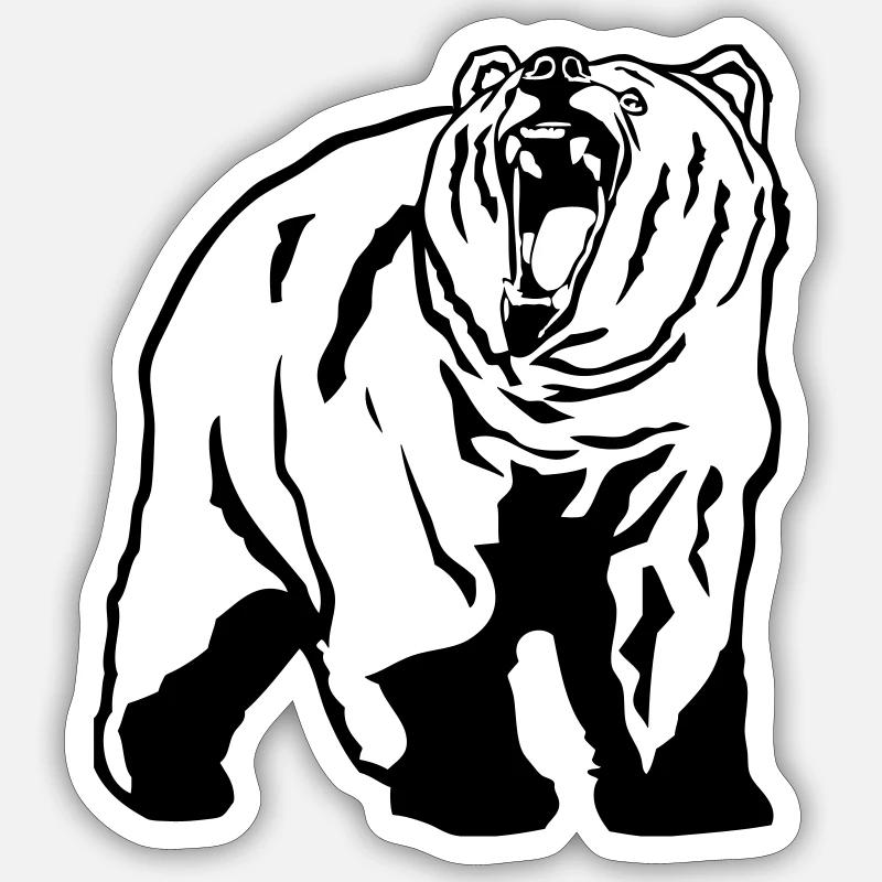 Grizzly - Bear - Bär - Sticker Größe S (10 x 10 cm) - Mattweiß