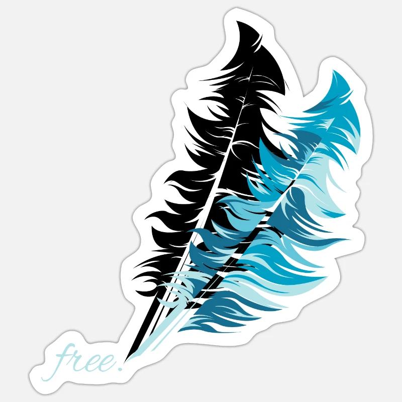 Illustration de liberté de plume de plume libre - Sticker taille S (10 x 10 cm) - blanc mat