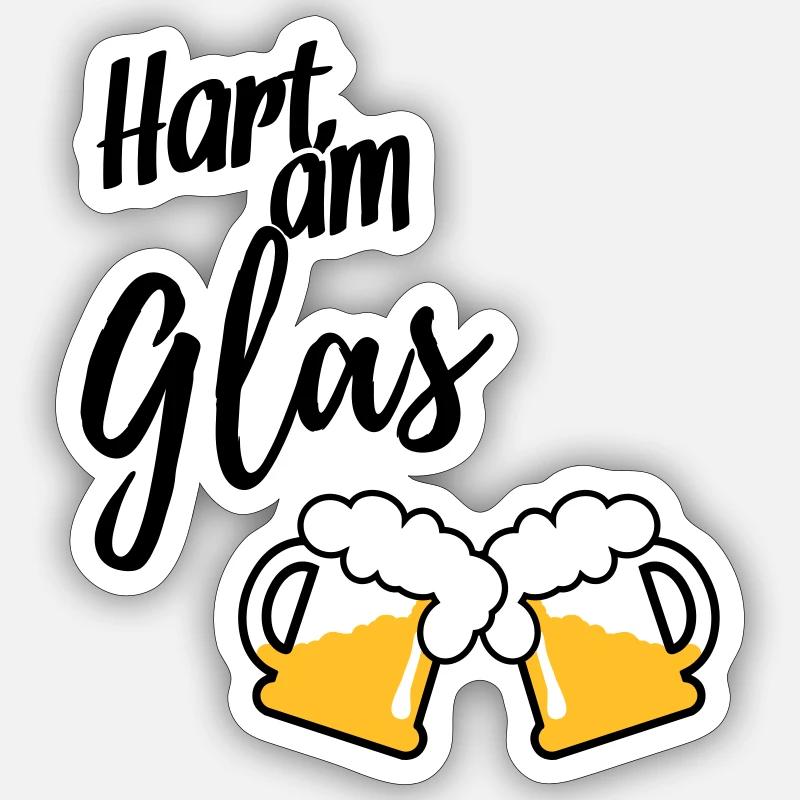 Hart am Glas - Sticker Größe S (10 x 10 cm) - Mattweiß