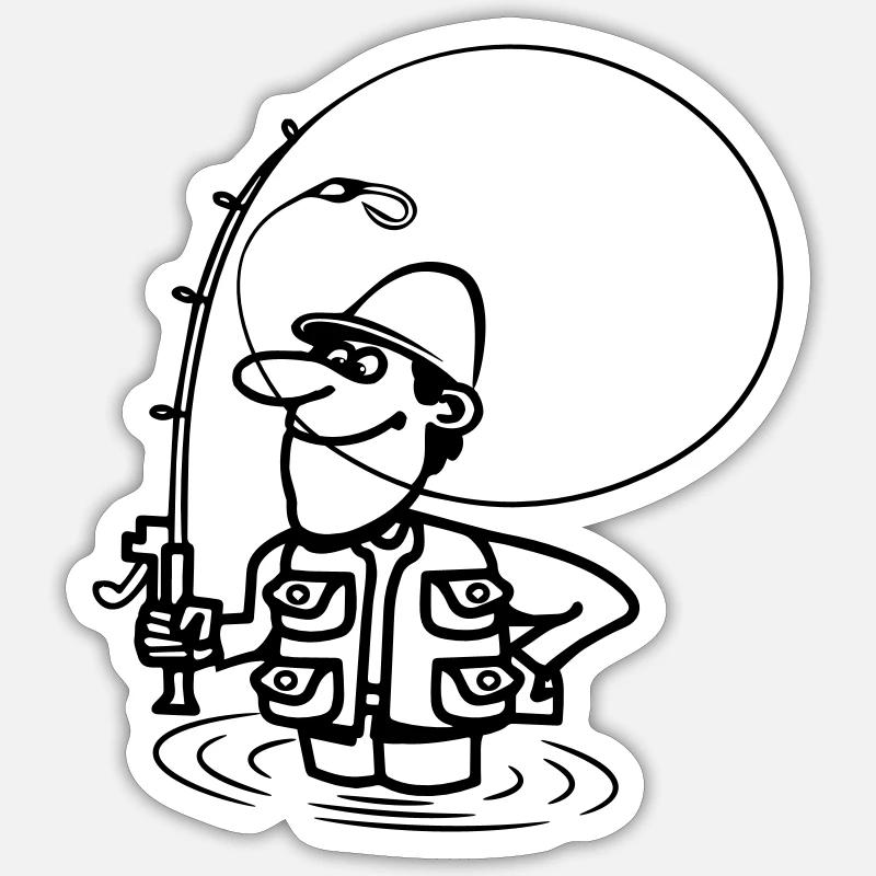 angeln spass - Sticker Größe S (10 x 10 cm) - Mattweiß