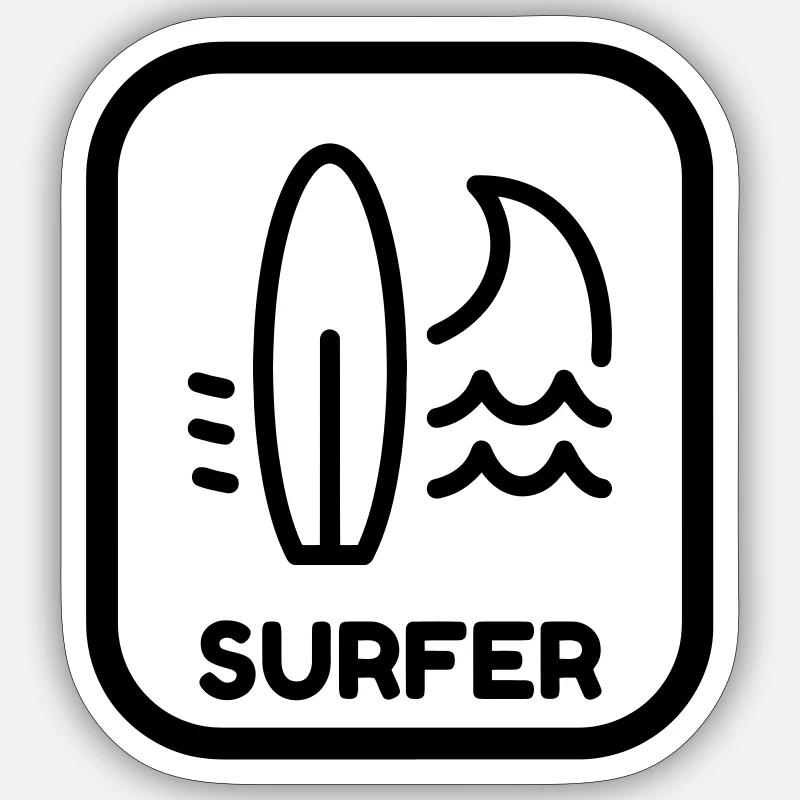 Surf / Surfing / Surfer / Surfen / Beach - Sticker size S (10 x 10 cm) - white matte
