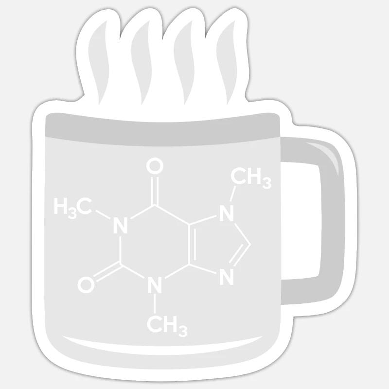Chemistry Caffeine Molecule - Sticker Größe S (10 x 10 cm) - Mattweiß