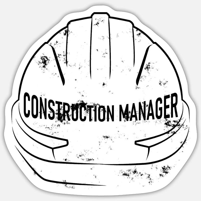 Chantier de construction, casque - Sticker taille S (10 x 10 cm) - blanc mat