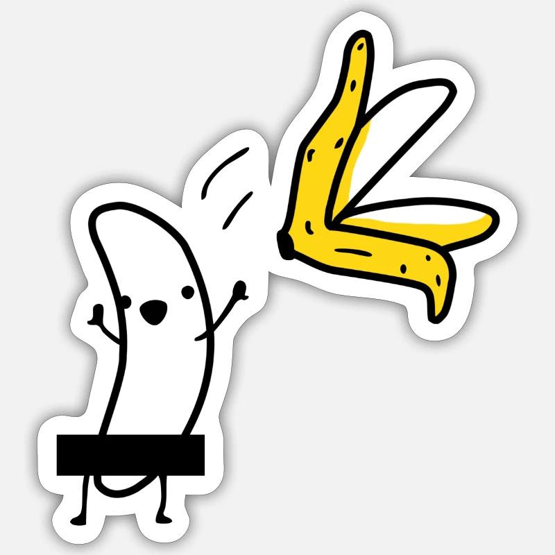 Striptease banana - Sticker size S (10 x 10 cm) - white matte