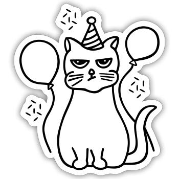 Mürrische Katze - Sticker Größe S (10 x 10 cm) - Mattweiß - Vorne