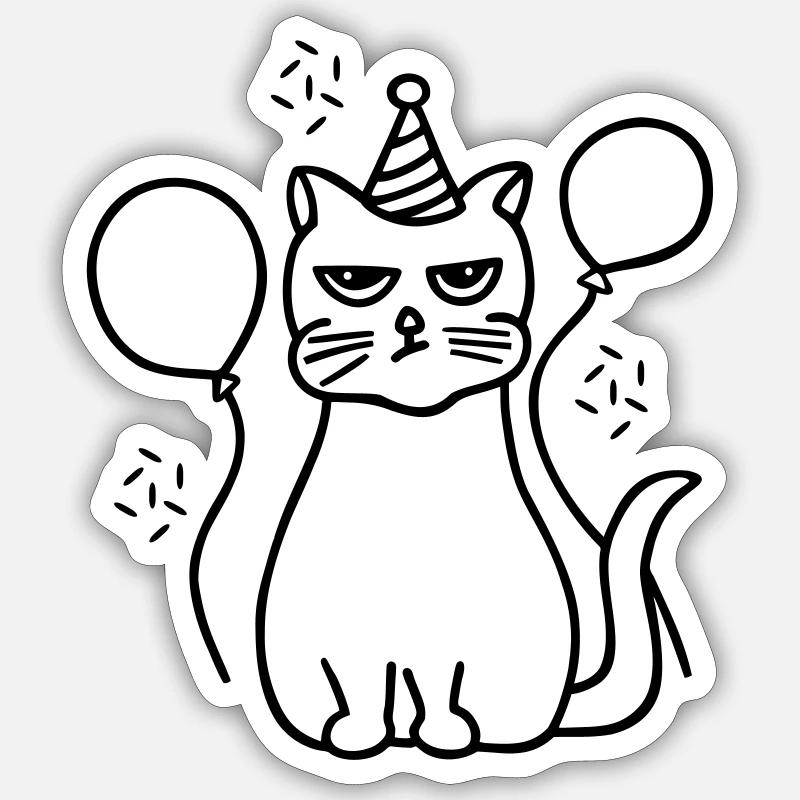 Mürrische Katze - Sticker Größe S (10 x 10 cm) - Mattweiß