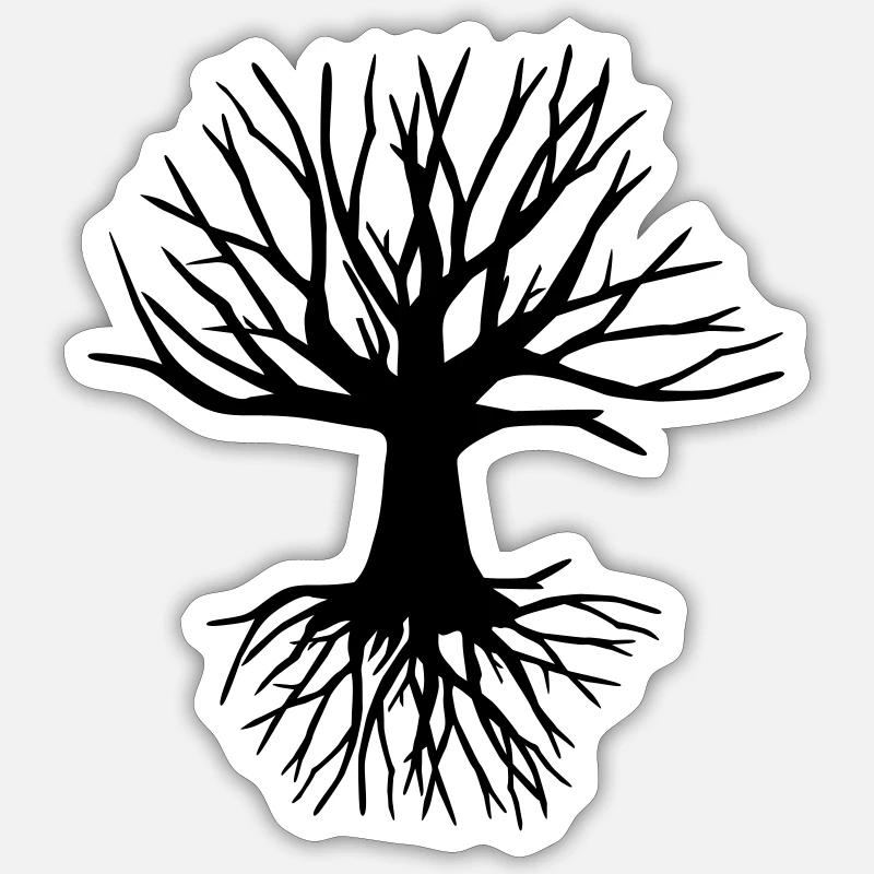 Tree and roots - Sticker size S (10 x 10 cm) - white matte