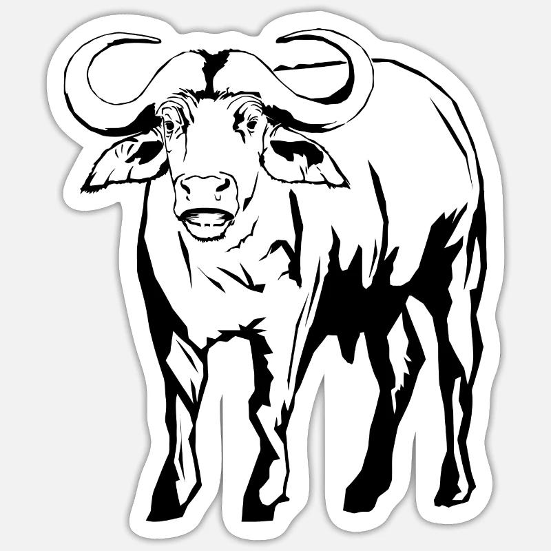 Kaffir Buffalo Eau Buffalo Buffalo Big Five - Sticker taille S (10 x 10 cm) - blanc mat