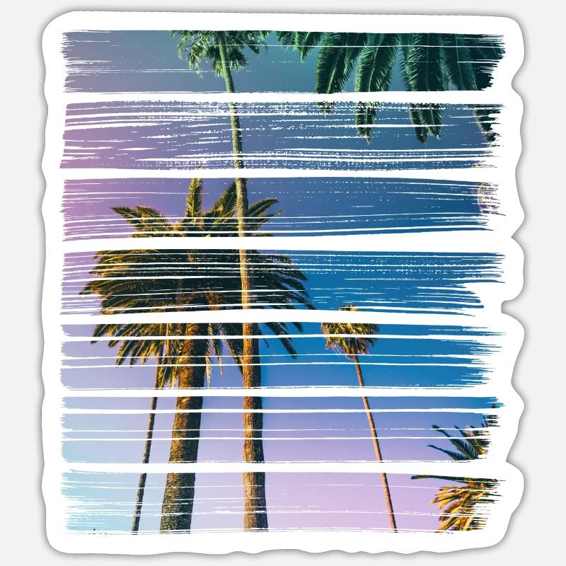 palmier - Sticker taille S (10 x 10 cm) - blanc mat