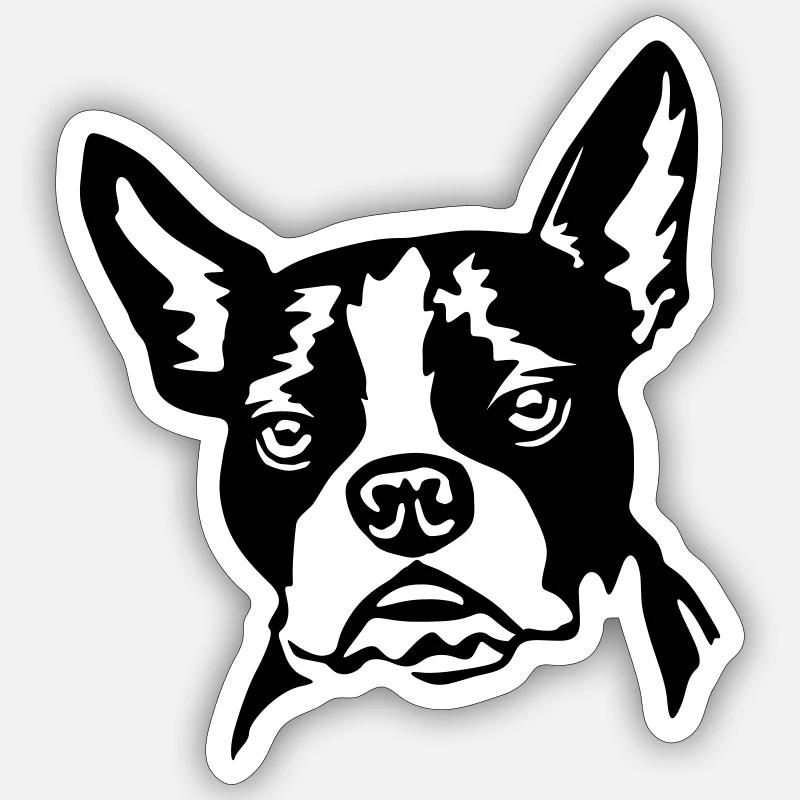 Boston Terrier - Sticker Größe S (10 x 10 cm) - Mattweiß