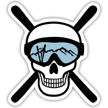 Skier and skiing goggles, skiing - Sticker taille S (10 x 10 cm) - blanc mat - Devant