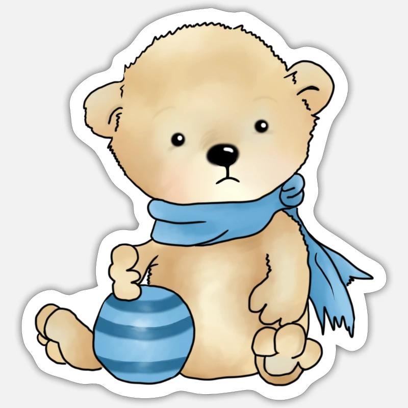 Bear with ball - Sticker size S (10 x 10 cm) - white matte