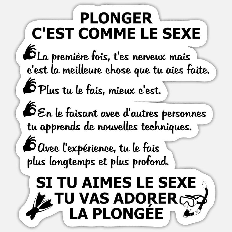 Plonger c'est comme le sexe - Sticker taille S (10 x 10 cm) - blanc mat