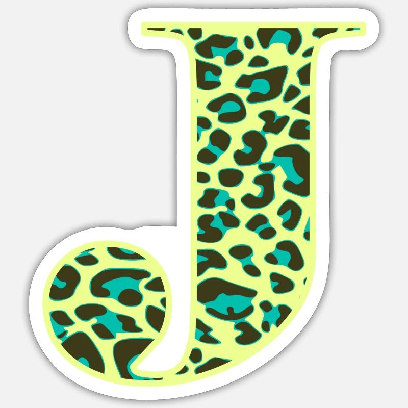 Buchstabe J Anfangsbuchstabe Initialen Leopard Leo Sticker Größe S (10 x 10 cm)
