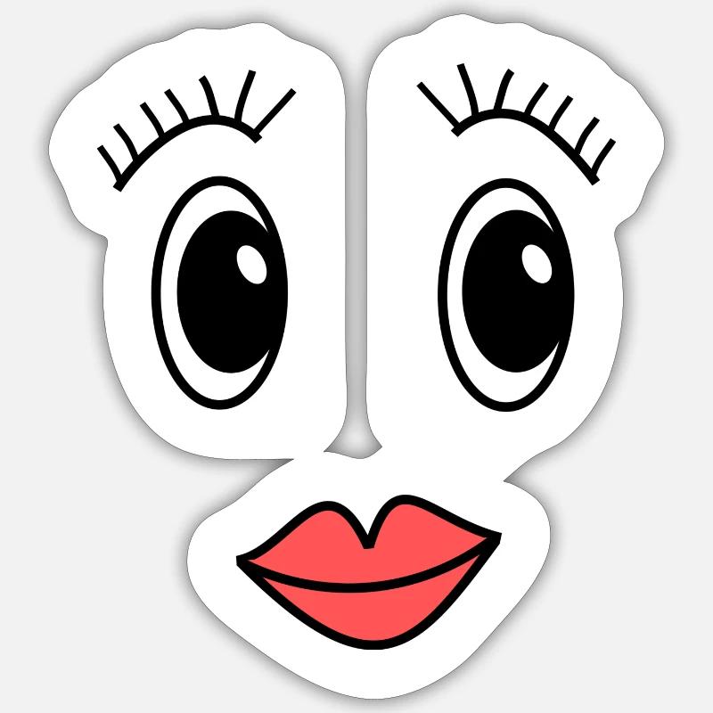 Visage - Sticker taille S (10 x 10 cm) - blanc mat