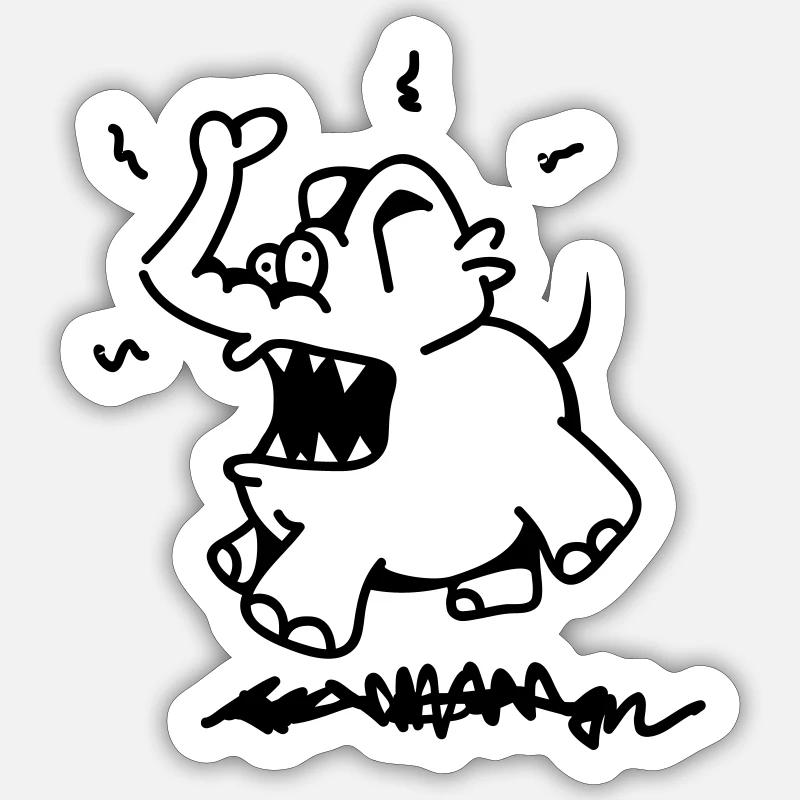Wütender Elefant trampelt und springt Sticker Größe S (10 x 10 cm)