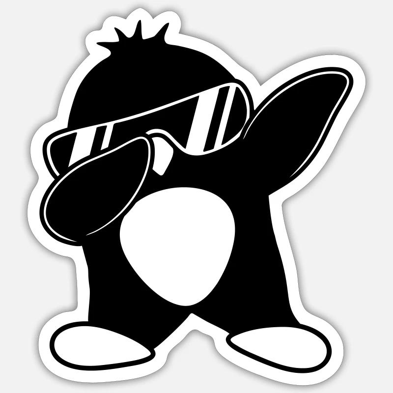 Penguin Dab Funny - Sticker size S (10 x 10 cm) - white matte