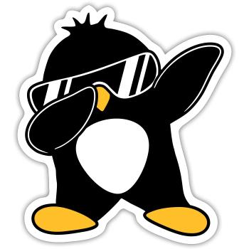 Pingouin dabbing - Sticker taille S (10 x 10 cm) - blanc mat - Devant