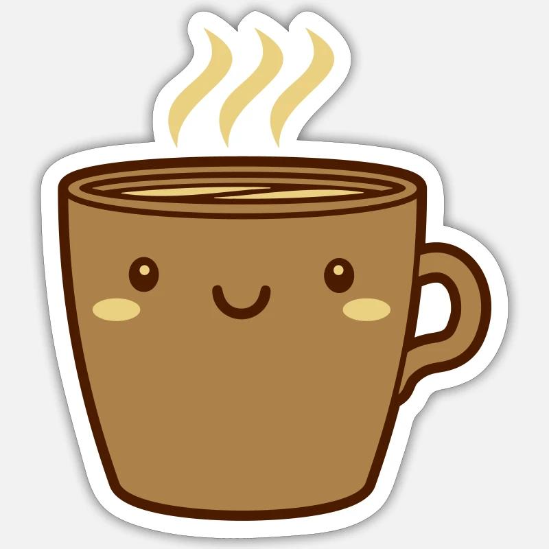 Mignon tasse de café - Sticker taille S (10 x 10 cm) - blanc mat