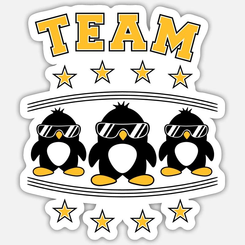 Pinguine Team Freunde - Sticker Größe S (10 x 10 cm) - Mattweiß