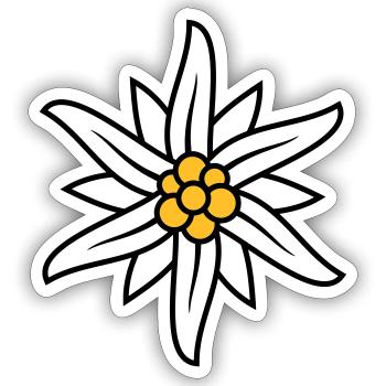 Edelweiss Bergblume Logo - Sticker Größe S (10 x 10 cm) - Mattweiß - Vorne