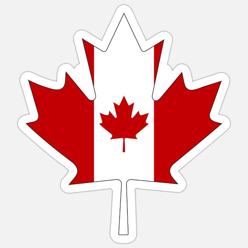 Drapeau du Canada comme feuille d'érable avec cadre noir Sticker taille S (10 x 10 cm)