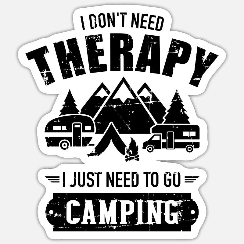camping - Sticker taille S (10 x 10 cm) - blanc mat